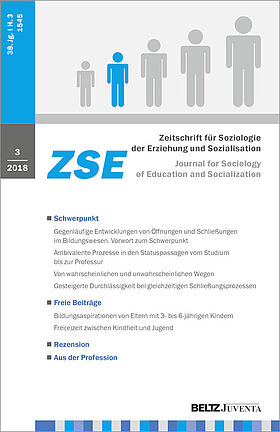 Zeitschrift für Soziologie der Erziehung und Sozialisation 3/2018
