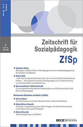 Zeitschrift für Sozialpädagogik 2/2016